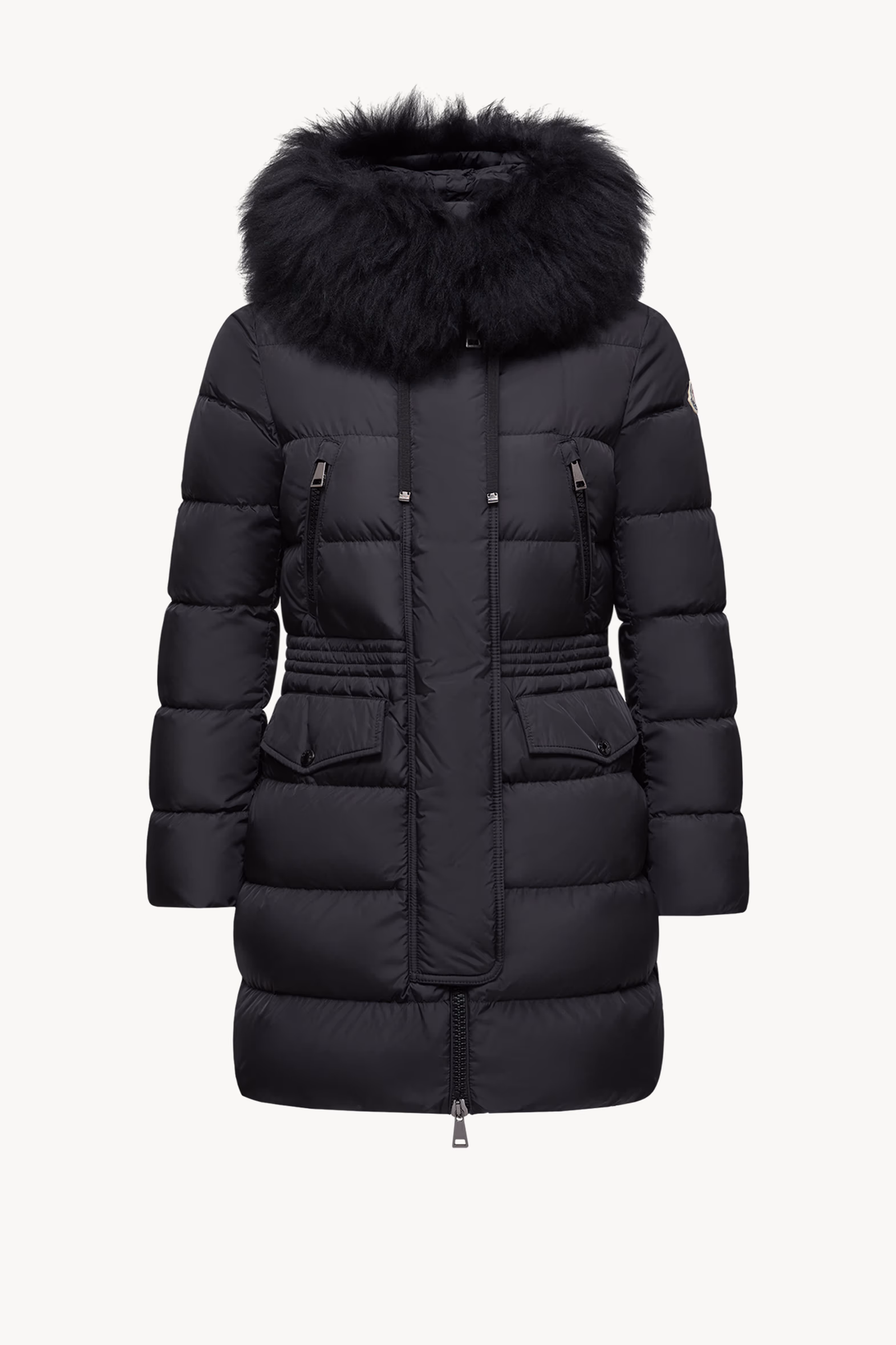 Aphroti Hooded Shearling-Trimmed Long Down Jacket Women Black Moncler 2